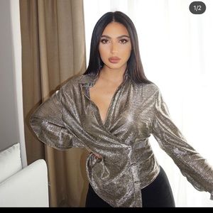 Zara metallic effect blouse